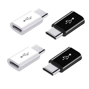 Micro USB to Type C �ϊ��A�_�v�^ 4�� �y�ʃ^�C�v �g�т��₷�� �}���[�d �f�[�^�[�]�� OTG�@�\�Ή� �[�d�R�l�N�^�[ (2�z���C�g+2�u���b�N)
