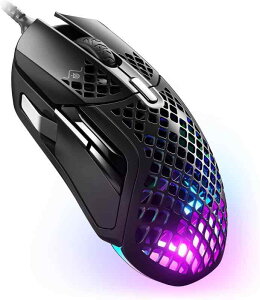 SteelSeries �Q�[�~���O�}�E�X �L�� Aerox 5 ���y�� 9�{�^�� �������� �����Ԏg�p�\ TRUEMOVE AIR�Z���T�[���� 62401 �u���b�N [���s�A���i]