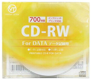 VERTEX ���@�[�e�b�N�X CD-RW �f�[�^�L�^�p ����Ԃ��L�^ 1CDRWD.700MBCA 700MB 4�{���Ή� 1���X�����P�[�X