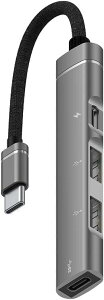�yBOEN�zUSB C �n�u 4 in 1 USB Type c �ϊ��A�_�v�^ USB�|�[�g2���� USB�ϊ��A�_�v�^�[ ���^�A �y�� �A�o��15W�i�[�d�s�j�A�f�[�^�]�� MacBook/iPad Pro�ȂǑΉ� �O���[