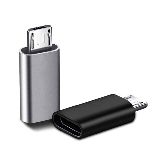 Type C to Micro USB �ϊ��A�_�v�^ 480Mbps �f�[�^�]��/�[�d �v���O�A���h�v���C �R���p�N�g�Ń|�[�^�u�� �݊����̂���}���`�f�o�C�X 2�i�u���b�N�A�V���o�[�j