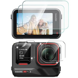 �y2+2+2���Z�b�g�zFor Insta360 Ace Pro 2 �t�B���� �t�B���� (2��) + �����Y�ی�t�B���� (2��) �����K���X�t�B���� �y2024�V�o��z �t���ی�t�B���� ����0.3mm 2.5D �d�x9H �S�ʕی� �ώw�� ������ ��