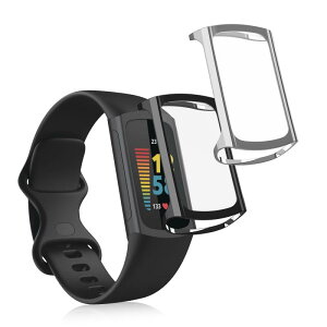 kwmobile 2x �P�[�X Fitbit Charge 6 / Charge 5�Ή� �J�o�[ - �t���J�o�[ �V���R�� �ϏՌ� �S�̕ی� ���F/�V���o�[