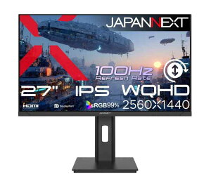JAPANNEXT 27�C���` IPS�p�l������ WQHD(2560x1440)�𑜓x �t�����j�^�[ JN-IPS27Q3-HSP HDMI DP sRGB:99% �������� �s�{�b�g(�c��])�Ή� �y2�N�z