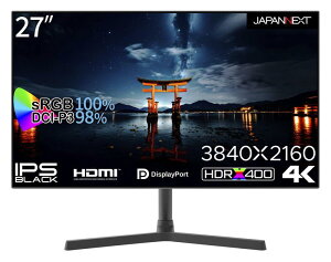 JAPANNEXT 27�C���` ���j�^�[ 4K UHD 3840x2160�𑜓x IPS BLACK �f�B�X�v���C (HDMI/DisplayPort/�X�s�[�J�[����/VESA�Ή�/�u���[���C�g�J�b�g) JN-27IPSB4FLUHDR