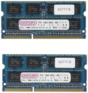 �Z���`�����[�}�C�N�� ��d��1.35v �m�[�gPC�p PC3-12800/DDR3-1600 8GB�L�b�g(4GB 2���g) 204pin SO-DIMM CK4GX2-SOD3LU1600
