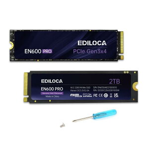 Ediloca EN600 PRO SSD 2TB PCle 3.0x4 NVMe M.2 2280 �ő�Ǎ�: 3500MB/s �ő发���F3000MB/s ����SSD SLC �L���b�V�� 3D NAND TLC �O���t�F����p�X�e�b�J�[ �m�[�g�p�\�R