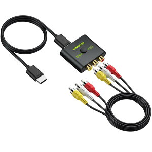 LiNKFOR RCA to HDMI�ϊ��R���o�[�^�[ 1080P�Ή� 16:9/4:3�ؑւł� ���^ �y�� AV to HDMI �ϊ��� PAL/NTSC�Ή� 3�F�[�q hdmi �ϊ��A�_�v�^ Wii/PS1/PS2/N64/DVD/VCR�ȂǂɑΉ�