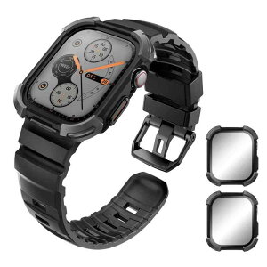 i-BLASON Apple Watch Series 11/10 46mm�p�o���h 2�P�[�X[�����K���X�X�N���[���v���e�N�^�[����] �X�|�[�c���߉\�ȃV���R��iWatch�o���h Apple Watch Series 11 Series 10 [46m