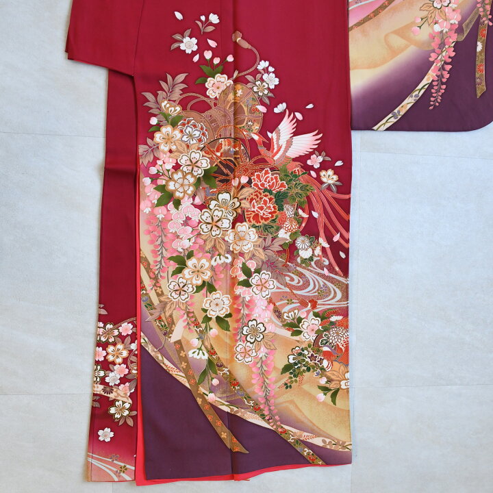 楽天市場】【レンタル】【振袖 正絹着物+正絹袋帯 21点セット 絵羽 赤 