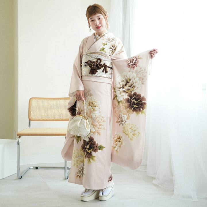 楽天市場】【レンタル】【振袖 正絹着物+袋帯 21点セット 絵羽 桜色に  