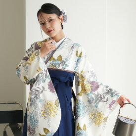 【レンタル】【ひよこ商店 袴 17点セット】二尺袖着物 はかま フルセット 卒業式 大学生 専門学生 レディース 女性 袴91-99cm（身長153-170cm） 足袋プレゼント 重ね衿縫い付済 往復送料無料