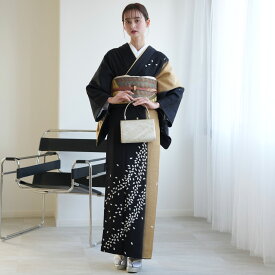 【レンタル】訪問着 結婚式 卒業式 お茶会 食事会 入学式 お仕立て上がり 女 お出かけ着 フォーマル お宮参り 七五三 観劇 園遊会 祝賀会 女性 着物 母親 お母さん 袋帯 フルセット 安い レトロ 大正浪漫 古典 正絹 黒 桜 金 粋 往復送料無料