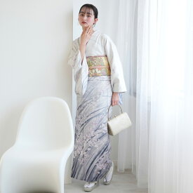 【レンタル】訪問着 結婚式 卒業式 お茶会 食事会 入学式 お仕立て上がり 女 お出かけ着 フォーマル お宮参り 七五三 観劇 園遊会 祝賀会 女性 着物 母親 お母さん 袋帯 フルセット 安い レトロ 大正浪漫 古典 正絹 白 グレー ラベンダー 往復送料無料