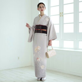 【レンタル】訪問着 20点セット フリーサイズ（身長153-168cm） 訪問着 着物 フルセット 花 女性 グレー系 ラベンダー オレンジ 茶 緑 白 花 雪輪 もみじ 桜 フォーマル 入学式 卒業式 結婚式 二次会 お宮参り 食事会 七五三 パーティー 往復送料無料