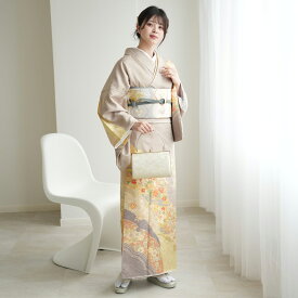 【レンタル】訪問着20点フルセット 訪問着 結婚式 参列 ゲスト 卒業式 お茶会 食事会 入学式 フォーマル お宮参り 七五三 観劇 祝賀会 女性 着物 母親 着物＆袋帯 グレー系 西陣織帯 金彩 辻が花 菊 桜 梅 紅葉 フルセット 安い 新品足袋プレゼント 往復送料無料