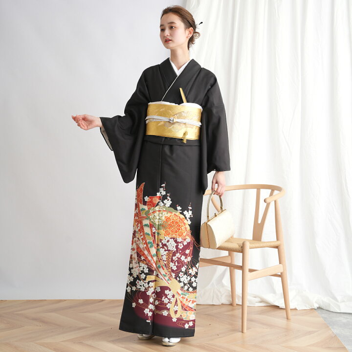 袷 着物帯 混み 5点セット友禅 黒留袖 親族 結婚式 披露宴 フルセット 