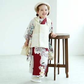 【レンタル】七五三 着物 3歳 utatane 七五三セットフルセット 花 被布セット オフ白系 えんじ ミント 染分けレトロ菊 レース ちりめん 大正ロマン 三歳 三才 女の子 着物 被布 長襦袢 腰紐 巾着 草履 足袋 ベレー帽 祝着 三つ身 往復送料無料 85cm-95cm前後