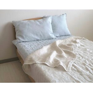 リネン 敷パッド ベッドパッド シーツ ベッド クイーン 寝具 ブルー 水色 ウォッシャブル 麻100% フランス産リネン フレンチリネン 160cm×205cm 四隅ゴムバンド 継ぎ目なし 麻100% ラミー 特許