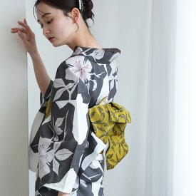 2026再入荷【utatane 浴衣 単品 高級変わり織｜白地に墨色の花切り絵（フリーサイズ）】国産生地・国内染色｜希少図案を現代に復刻｜浴衣（ゆかた）
