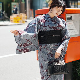 2026新作【utatane 浴衣 単品 高級変わり織｜ブルーと紫のあざみ砂嵐（フリーサイズ）】国産生地・国内染色｜希少図案を現代に復刻｜浴衣（ゆかた）