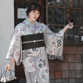 2026新作【utatane 浴衣 単品 高級変わり織｜墨黒の霧と梅雪輪（フリーサイズ）】国産生地・国内染色｜希少図案を現代に復刻｜浴衣（ゆかた）
