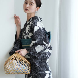 2026再入荷【ニコアンティーク 浴衣 単品 高級変わり織｜紺地に連なるローケツ柄の芍薬（フリーサイズ）】国産生地・国内染色｜独創的アーカイブ復刻｜個性派レトロ｜浴衣（ゆかた）［Nico@ntique］