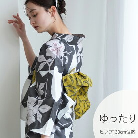 2026再入荷【utatane 浴衣 単品 高級変わり織｜白地に墨色の花切り絵（3Lサイズ）】国産生地・国内染色｜希少図案を現代に復刻｜ゆったりサイズ（ヒップ約130cm位まで対応）｜浴衣（ゆかた）