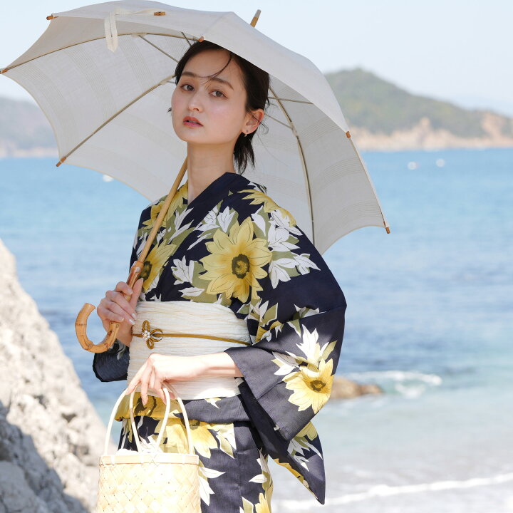 楽天市場】【utatane 高級変わり織 浴衣3点セット 紺地に映える夏の  