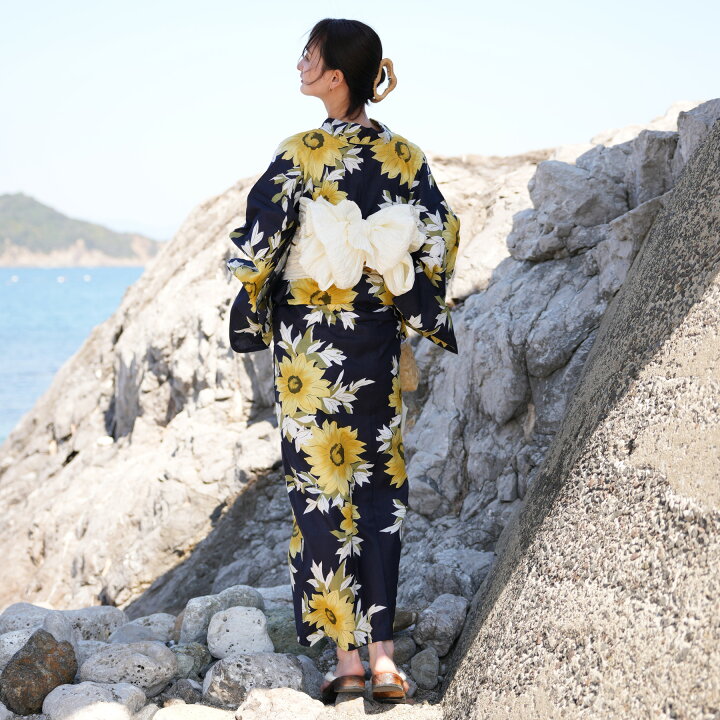 楽天市場】【utatane 高級変わり織 浴衣3点セット 紺地に映える夏の  