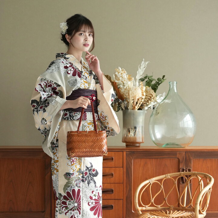 楽天市場】【utatane 高級変わり織 浴衣3点セット ピンクベージュと 