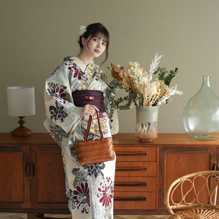楽天市場】【utatane 高級変わり織 浴衣3点セット ピンクベージュと 