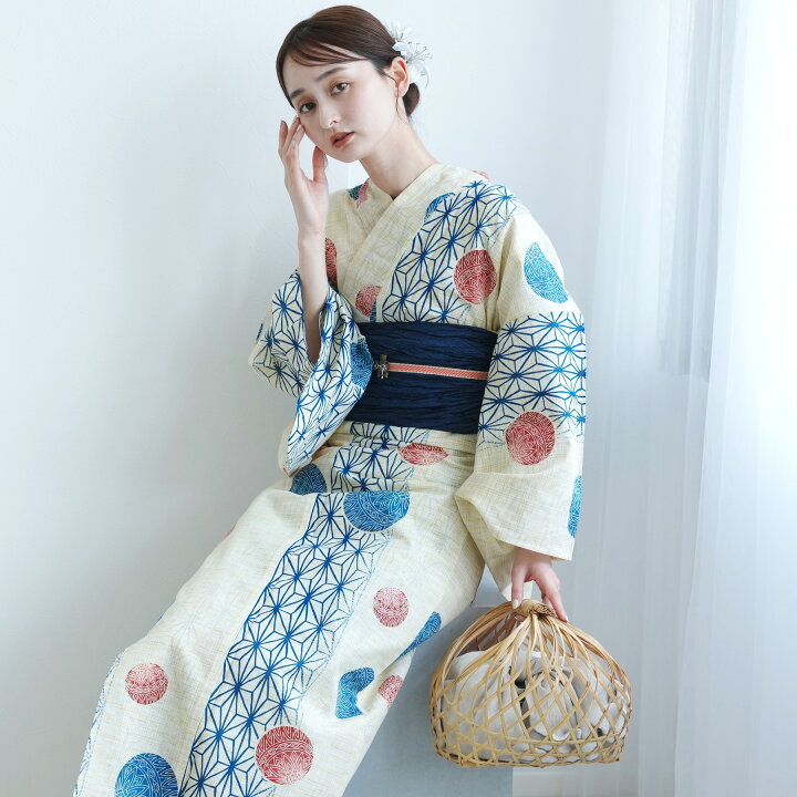 楽天市場】【utatane 綿麻 高級変わり織 浴衣3点セット 先染めベージュ 