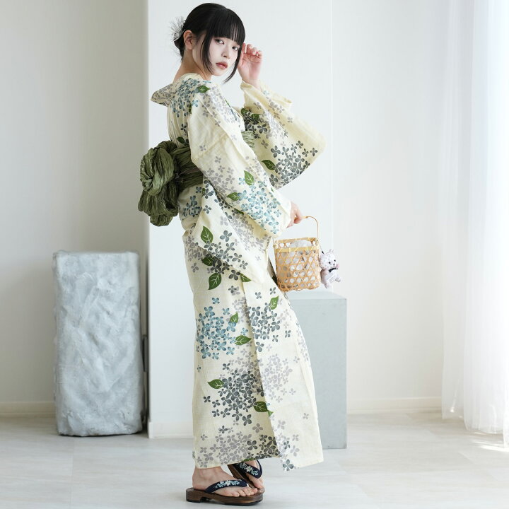 楽天市場】【utatane 綿麻 高級変わり織 浴衣3点セット 先染めベージュ 