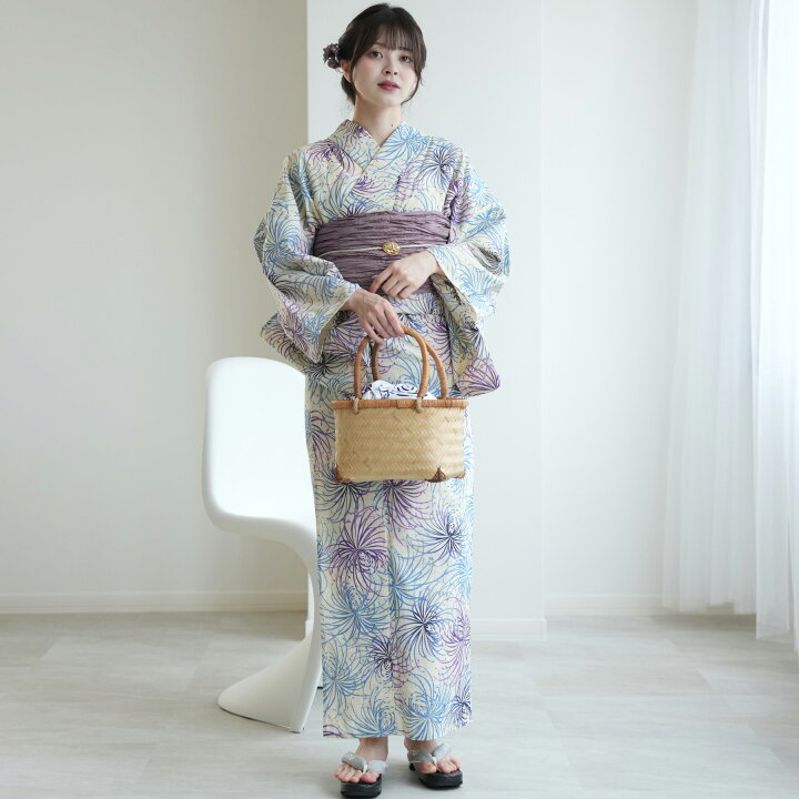 楽天市場】【utatane 綿麻 高級変わり織 浴衣3点セット 先染めベージュ 