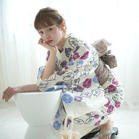 【utatane×注染工房 日本製小幅生地使用 浴衣3点セット くすみマゼンタのレトロ花】特選シリーズ 注染 本染め にじみ 手染め ぼかし フリーサイズ 浴衣セット（ゆかた・帯・下駄） 日本製 国産 手縫い併用国内縫製 奈良の職人さんの手染め ブランド