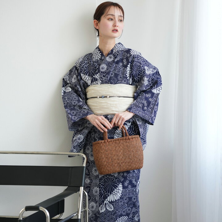 楽天市場】【utatane×注染工房 日本製小幅生地使用 浴衣3点セット 藍色 