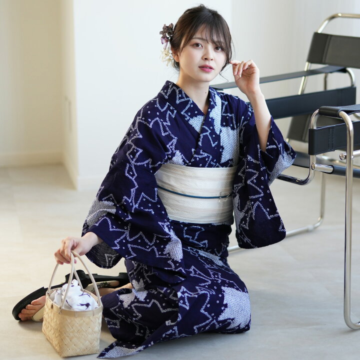 楽天市場】【utatane 有松絞り 浴衣3点セット 藍色にアイビー】特選  