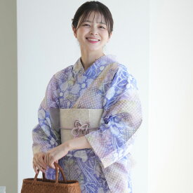 【utatane 有松絞り 浴衣3点セット 藤色ひだまりの花】特選シリーズ 伝統工芸 国内縫製 手縫い併用希少 一生もの フリーサイズ 単衣帯 浴衣セット（ゆかた・帯・下駄）ですぐお出かけ 一度袖を通すと忘れらないガーゼのような至極の肌当たり
