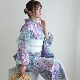 【utatane 有松絞り 浴衣3点セット ガーデンアメジストに菖蒲】特選シリーズ 伝統工芸 国内縫製 手縫い併用希少 一生もの フリーサイズ 紗献上 単衣帯 浴衣セット（ゆかた・帯・下駄）ですぐお出かけ 一度袖を通すと忘れらないガーゼのような至極の肌当たり