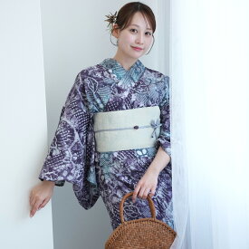 【utatane 有松絞り 浴衣3点セット 紫と緑の蔓花】特選シリーズ 伝統工芸 国内縫製 手縫い併用希少 一生もの フリーサイズ 浴衣セット（ゆかた・帯・下駄）ですぐお出かけ 一度袖を通すと忘れらないガーゼのような至極の肌当たり