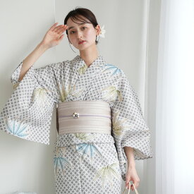 【utatane 高級変わり織 浴衣3点セット 切子紋と涼しげラムネ色の松】ここでしか買えない昭和初期アンティーク復刻版 フリーサイズ 浴衣セット（ゆかた・帯・下駄）ですぐお出かけ 上質 うたたね 国産生地 国内染色