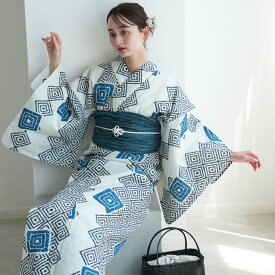 【utatane 高級変わり織 浴衣3点セット ローケツ染め風 きなりに片寄せ】 浴衣セット（ゆかた・帯・下駄）ですぐお出かけ 上質 うたたね