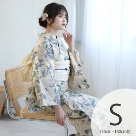 【12％OFF】【utatane 高級変わり織 浴衣3点セット オフホワイトに青緑の広がる芍薬】特選・ プチサイズ（150-160cm）Sサイズ 浴衣セット（ゆかた・帯・下駄）古典ここでしか買えない昭和初期アンティーク復刻版 国産生地 国内染色 低身長コーデ 上質 ブランド