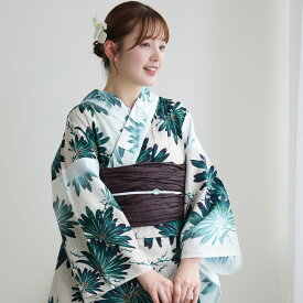【utatane セパレート高級変わり織 二部式浴衣3点セット 溶け込むグリーンの大輪の花】ここでしか買えない昭和初期アンティーク復刻版 フリーサイズ 浴衣セット（ゆかた上下・帯・下駄）ですぐお出かけ 古典レトロ うたたね 国産生地 国内染色 上質