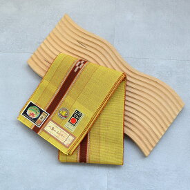 【八重山みんさー ミンサー半幅帯 単品 草木染　黄色　赤　茶色】手織り 沖縄県指定伝統工芸品 石垣島 ミンサー織り 絣　八重山 琉球 半巾帯 単衣帯 浴衣 ゆかた 夏着物 木綿 年中使える