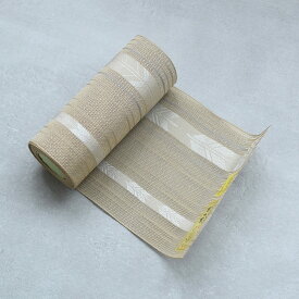 【utatane×井上絹織 博多織 紗 四寸単帯 正絹 矢絣献上　ベージュ】 日本製 国産 本場筑前博多織 博多帯 博多献上 半幅帯 細帯 ひとえ帯 本筑 シルク 浴衣 夏着物 証紙付き