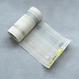 【utatane×井上絹織 博多織 紗 四寸単帯 正絹 矢絣献上　白×水色】 日本製 国産 本場筑前博多織 博多帯 博多献上 半幅帯 細帯 ひとえ帯 本筑 シルク 浴衣 夏着物 証紙付き