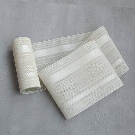 【utatane×井上絹織 博多織 紗 四寸単帯 正絹 下り藤献上　純白】 日本製 国産 本場筑前博多織 博多帯 博多献上 半幅帯 細帯 ひとえ帯 本筑 シルク 浴衣 夏着物 証紙付き