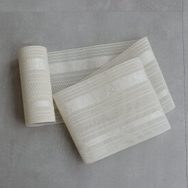 【utatane×井上絹織 博多織 紗 四寸単帯 正絹 なでしこ献上　純白】 日本製 国産 本場筑前博多織 博多帯 博多献上 半幅帯 細帯 ひとえ帯 本筑 シルク 浴衣 夏着物 証紙付き